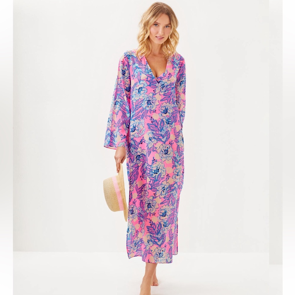Floral Pink and Blue Swim Cover-Up